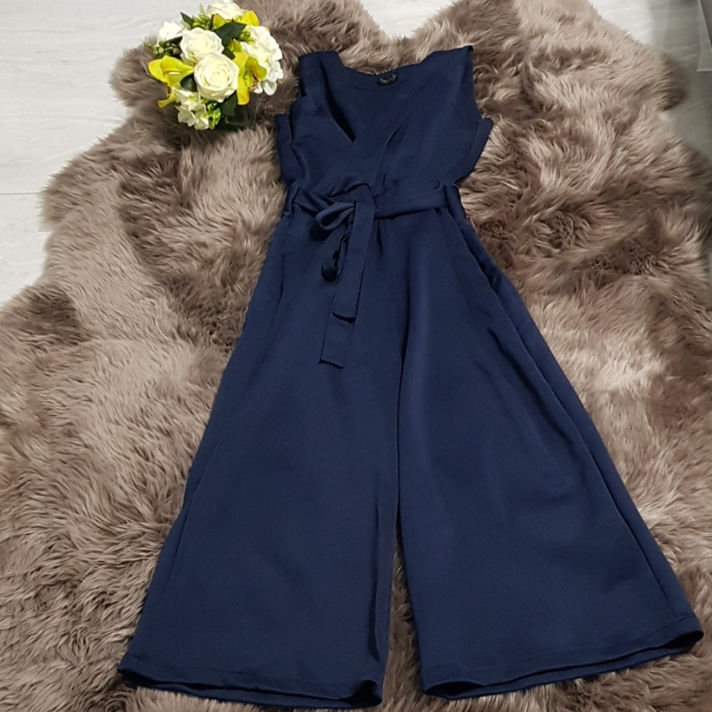 Sleeveless Tie Waist Wide Leg Jumpsuit New!